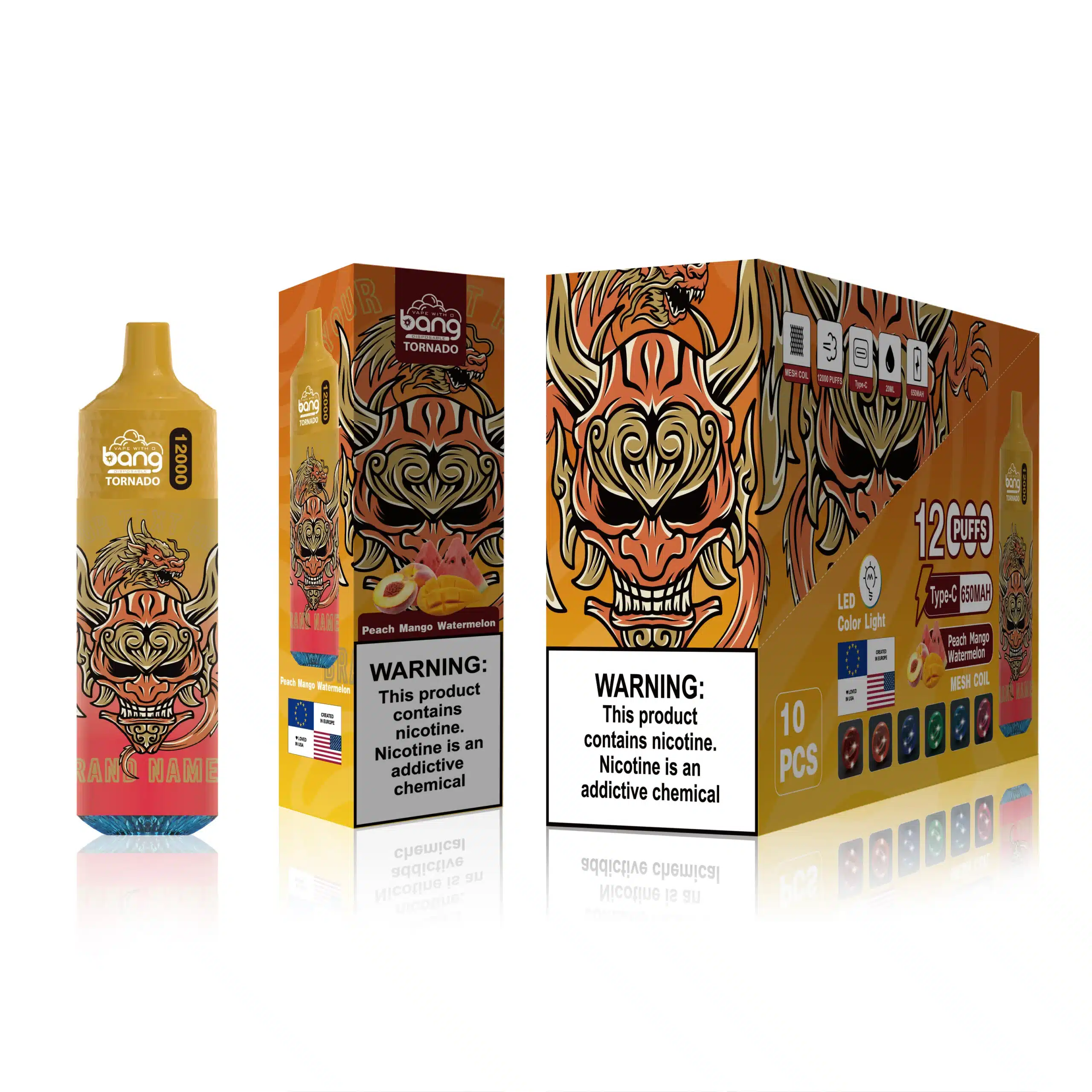 X82D124 - vape desechable sandia mango durazno Bang Box 12000 bocanadas