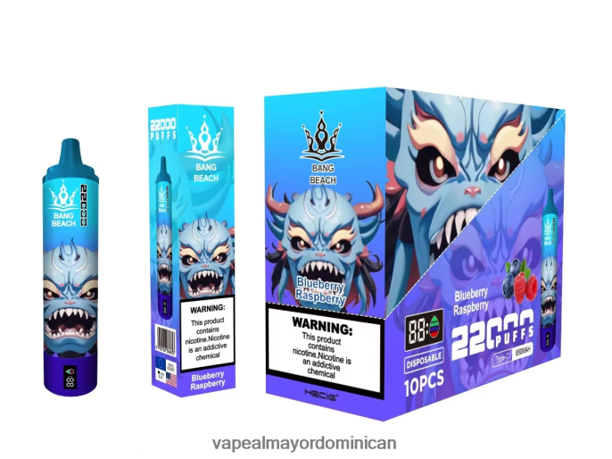 Bang Beach Pantalla inteligente de 22000 inhalaciones frambuesa arándano 6H0X0414 Vape Desechable