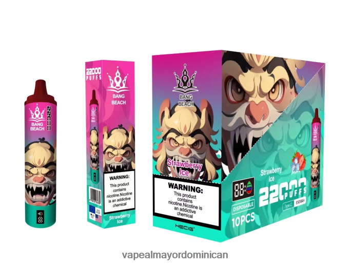 Bang Beach Pantalla inteligente de 22000 inhalaciones hielo de fresa 6H0X0420 Mayorista Vape