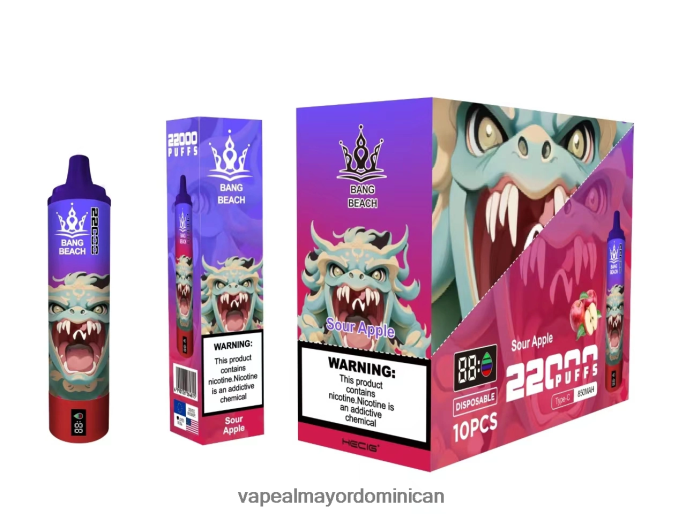 Bang Beach Pantalla inteligente de 22000 inhalaciones manzana agria 6H0X0413 Mayorista Vapeo