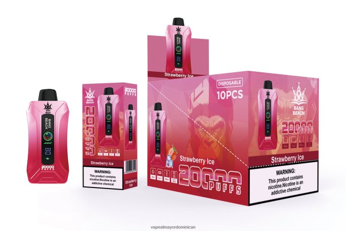 Bang Beach vape elegante de la pantalla de 20000 soplos hielo de fresa 6H0X046 Distribuidor Vapeo Al Por Mayor