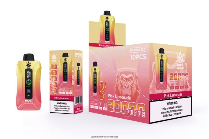 Bang Beach vape elegante de la pantalla de 20000 soplos limonada rosa 6H0X044 Vape Desechable
