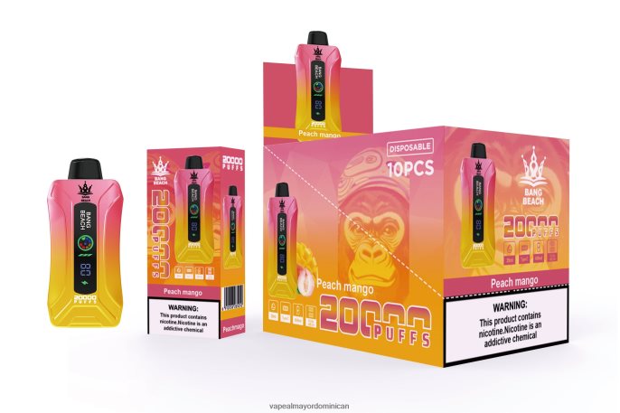 Bang Beach vape elegante de la pantalla de 20000 soplos mango durazno 6H0X042 Tienda De Vapeo Al Por Mayor República Dominicana