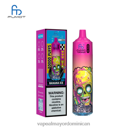 Fumot Tornado música de 30k hielo de plátano V48D01 Vape Al Mayor Dominican