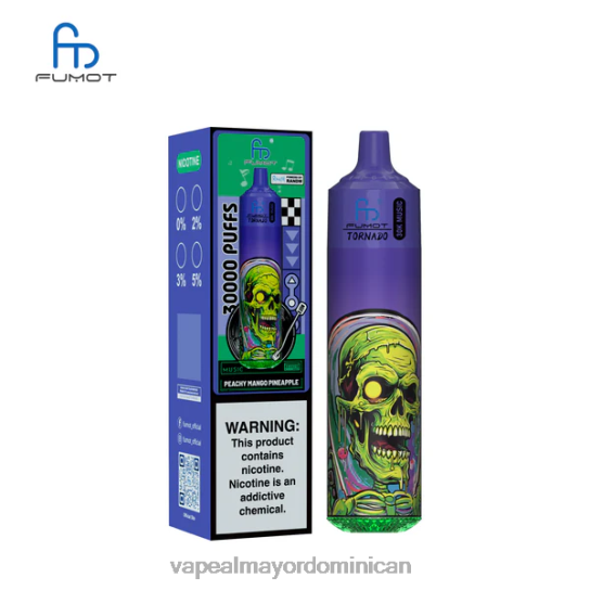 Fumot Tornado música de 30k piña y mango color durazno V48D021 Vape Al Mayor Dominican