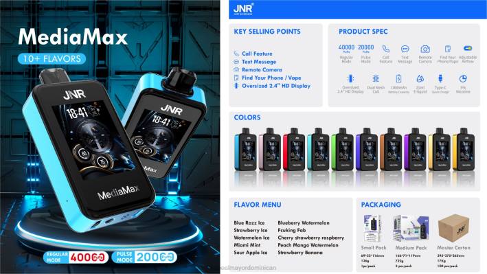JNR MediaMax bocanada de 40k - tienda de vapeo al por mayor República Dominicana hielo de manzana agria 460X20