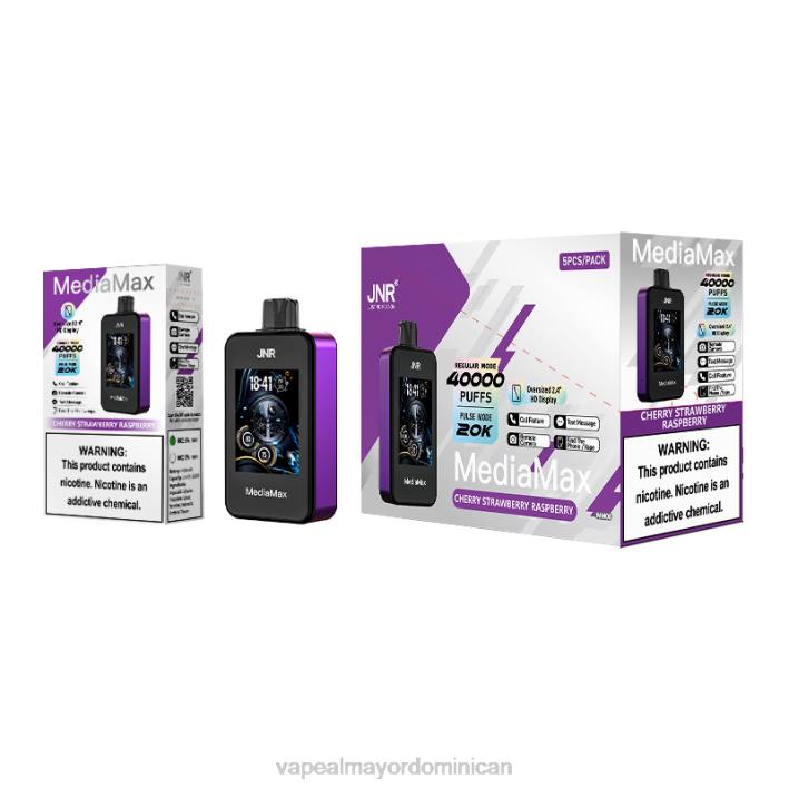 JNR MediaMax bocanada de 40k - vape desechable cereza fresa frambuesa 460X14