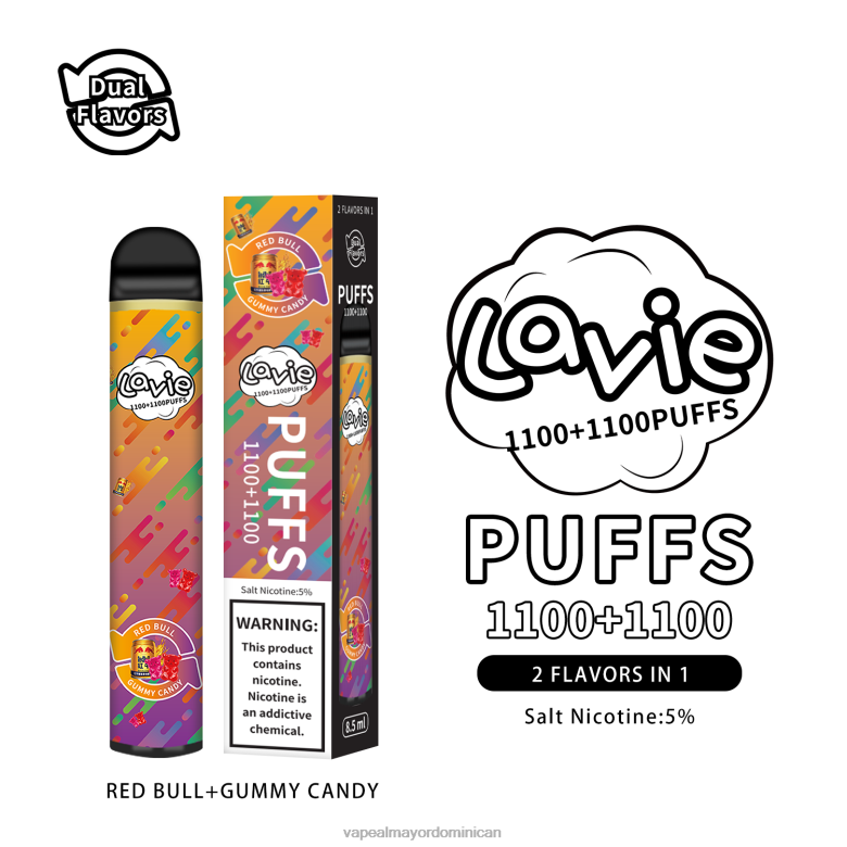 Liquido De Vape Al Por Mayor En República Dominicana TFX66299 LAVIE BAR Switch 2200 bocanadas toro rojo/caramelo de goma
