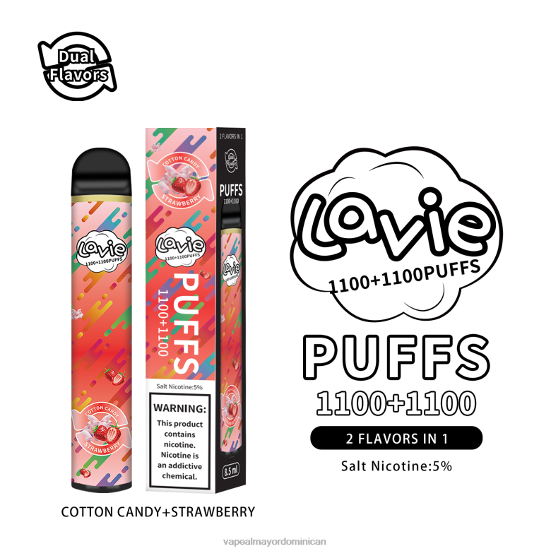 Mayorista Vapeo TFX66293 LAVIE BAR Switch 2200 bocanadas algodon de azucar/fresa