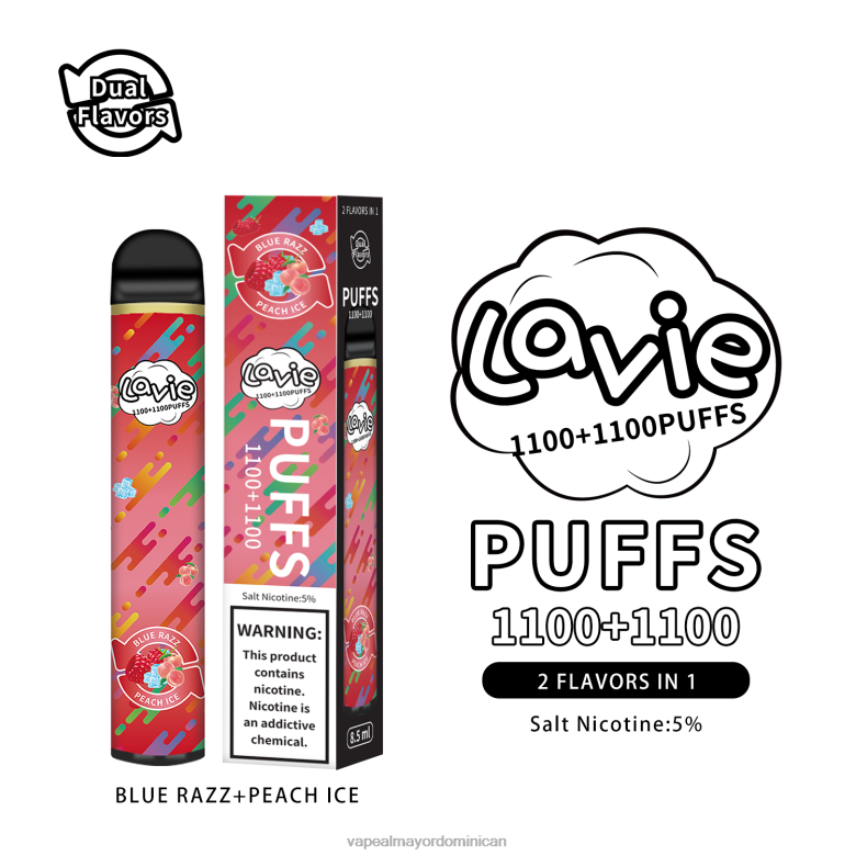 Productos De Vapeo Al Por Mayor TFX66298 LAVIE BAR Switch 2200 bocanadas razz azul/hielo melocotón
