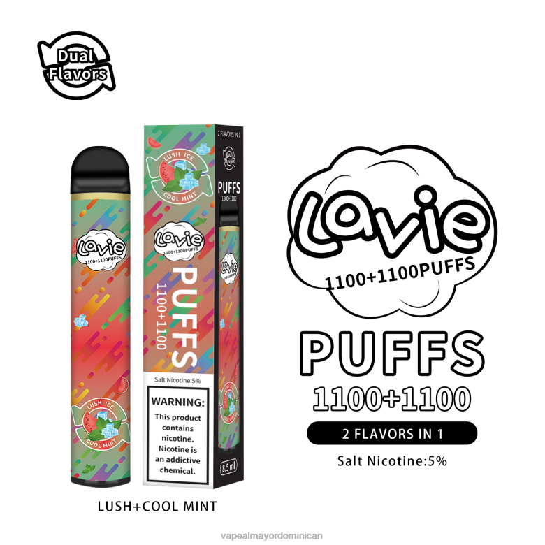 Vape Desechable TFX66294 LAVIE BAR Switch 2200 bocanadas menta exuberante/fresca