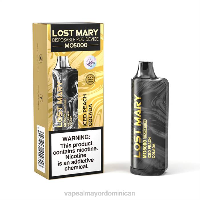 X82D345 - vapeo al por mayor colada helada de durazno LOST MARY MO5000 oro negro 10ml
