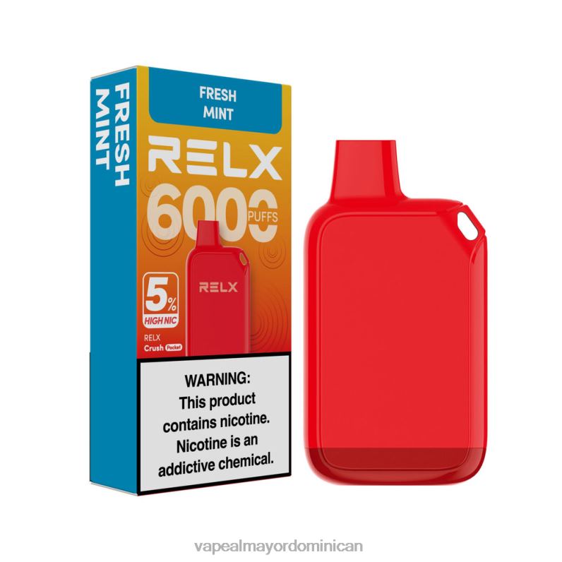 Liquido De Vape Al Por Mayor En República Dominicana 2V04429 RELX Crush Pocket 6000 5% alto nic menta fresca