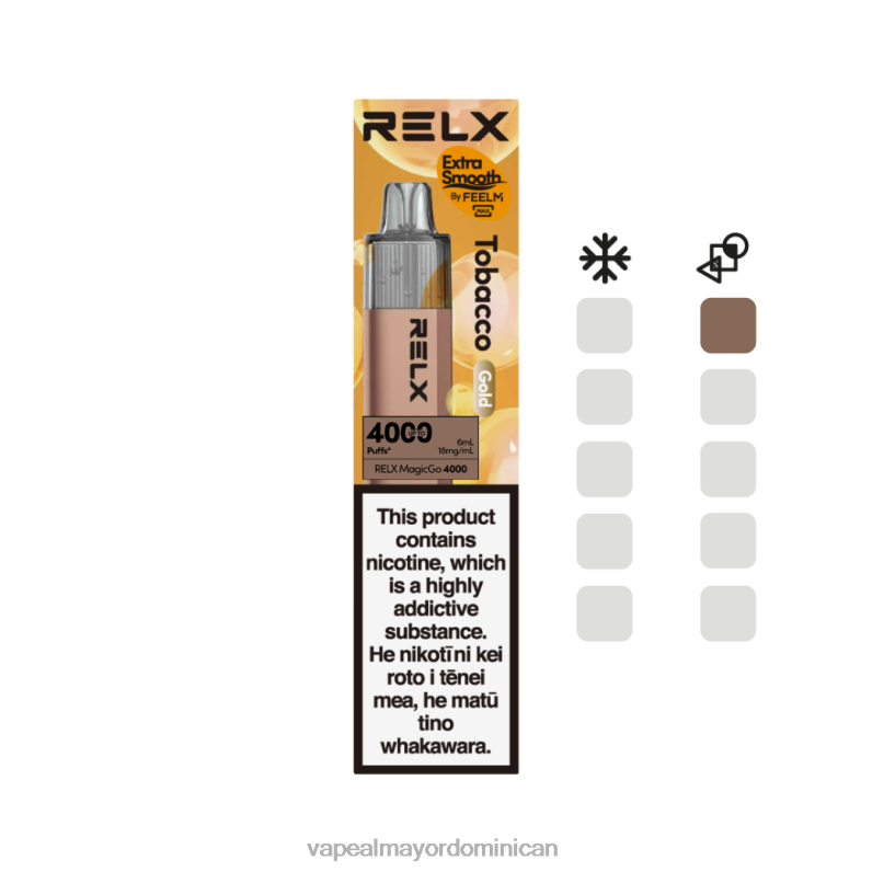 Tienda De Vapeo Al Por Mayor República Dominicana 2V0442 RELX MagicGo 4000 vaporizadores desechables tabaco (oro)