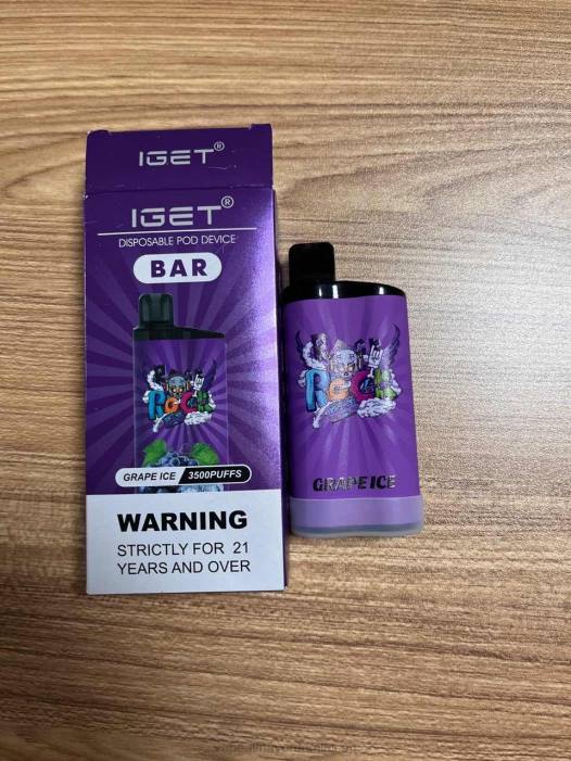 X82D88 - liquido de vape al por mayor en República Dominicana hielo de uva IGET BAR 3500 5% nicotina