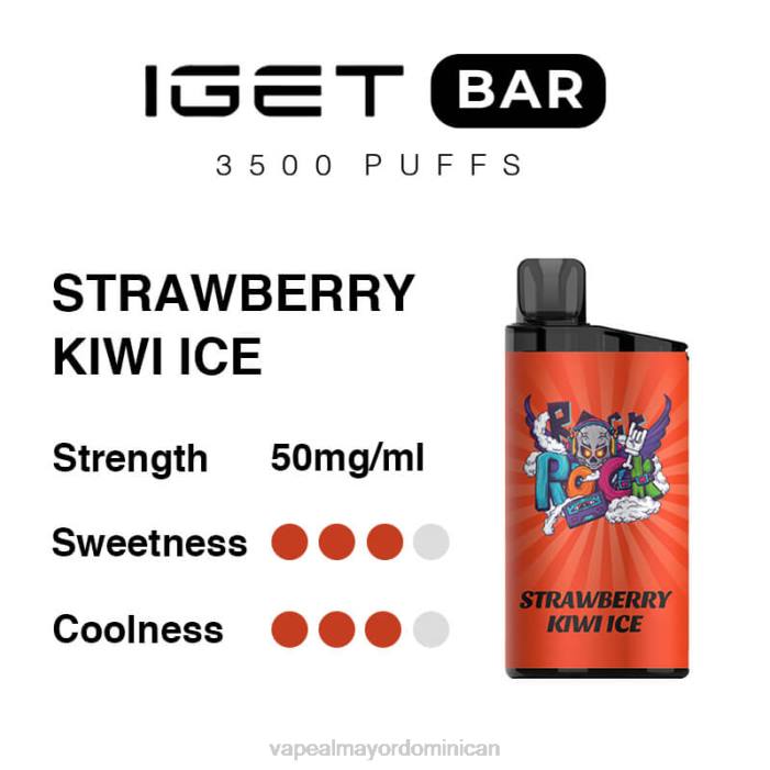 X82D90 - tienda de vapeo al por mayor República Dominicana hielo de fresa y kiwi IGET BAR 3500 5% nicotina