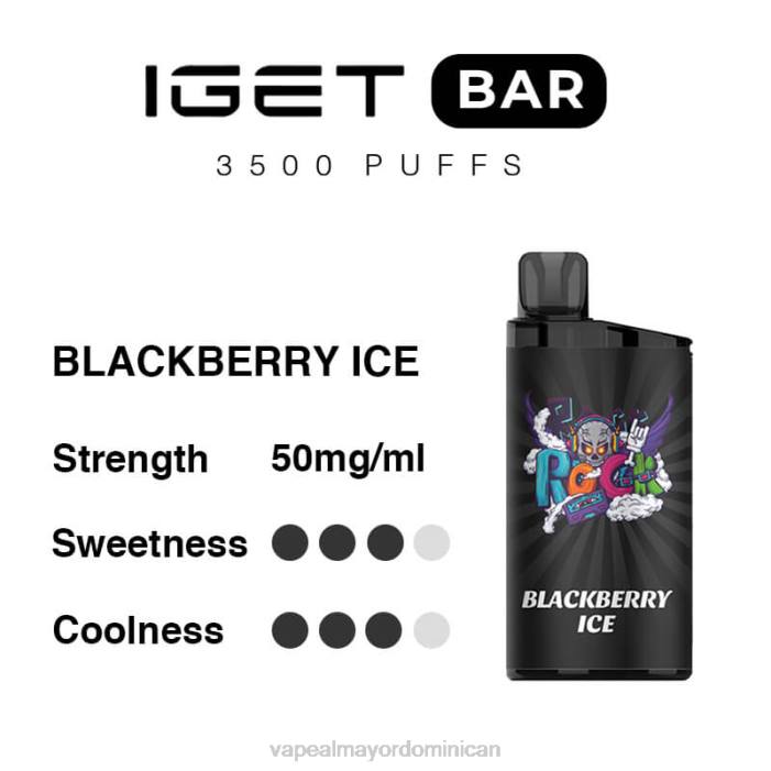 X82D91 - vape al mayor Dominican hielo de mora IGET BAR 3500 5% nicotina