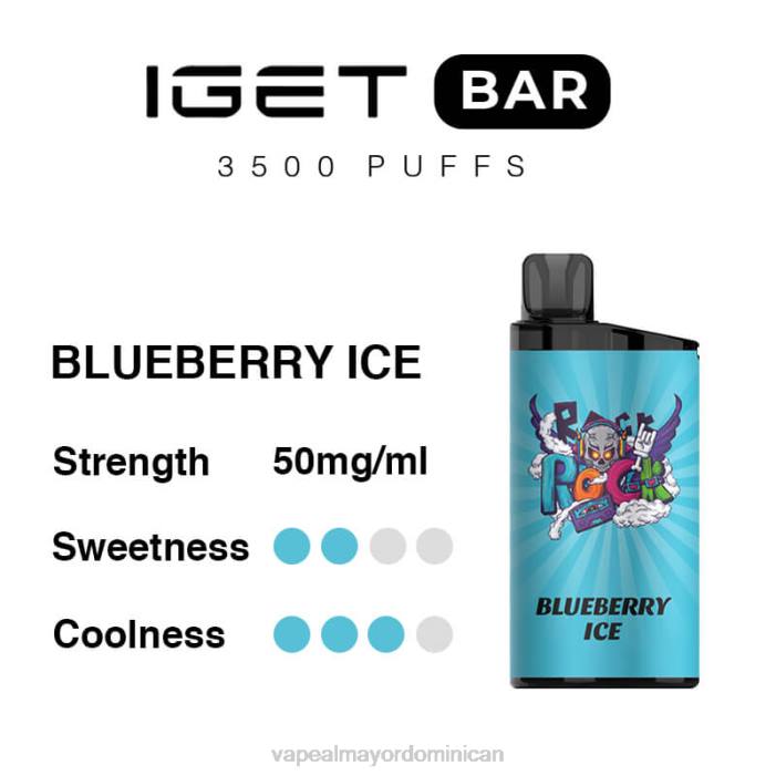 X82D98 - liquido de vape al por mayor en República Dominicana hielo de arándanos IGET BAR 3500 5% nicotina